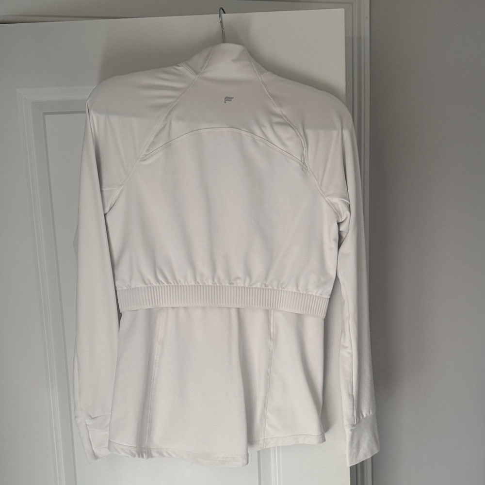 Fabletics Women's White Full‑Zip Bomber Jacket - Picture 3 of 3